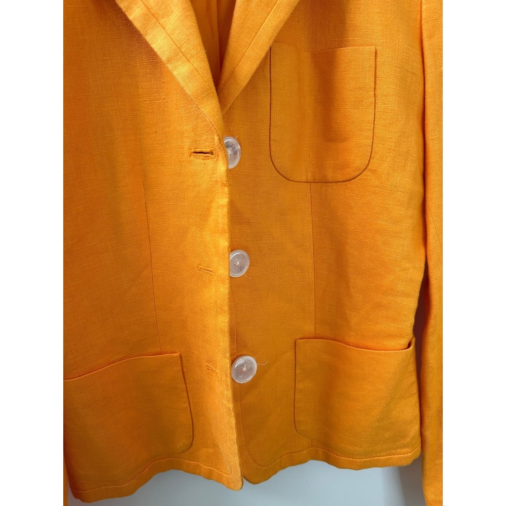 Lauren Ralph Lauren 100% Linen 3-Button Orange Blazer Jacket Women's Size 4 - Picture 9 of 13